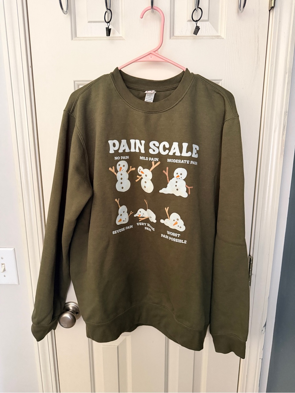 Olive Green 'Pain Scale' Crewneck Sweatshirt